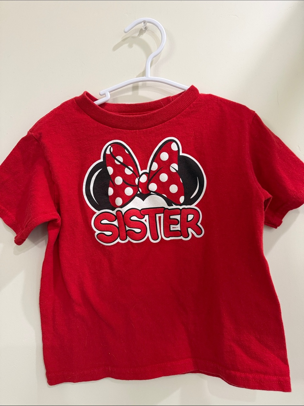Minnie Mouse "Sister" Graphic  Short Sleeve Crewneck T-shirt 100% Cotton